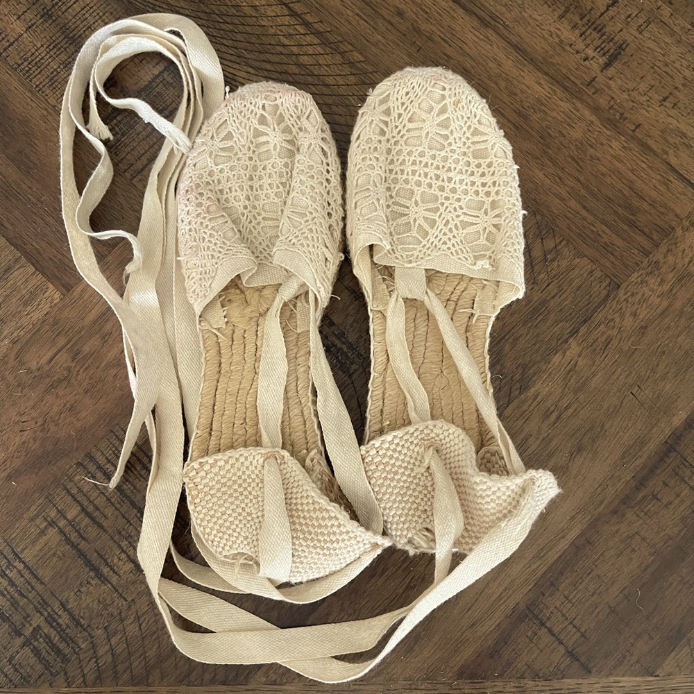 Lace Up Crochet Spanish Espadrilles Euro Size 38